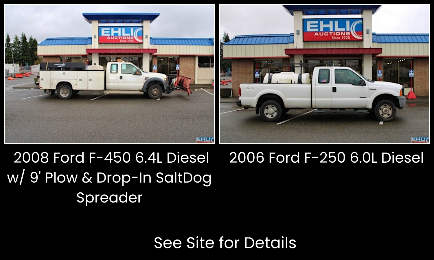 2008 Ford F 450 6.4L Diesel w 9' Plow & Drop In SaltDog Spreader